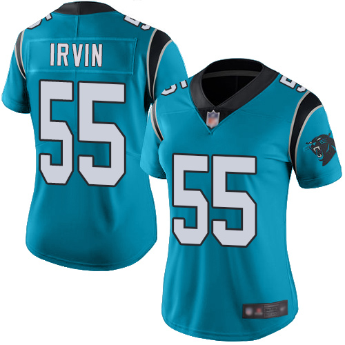 Carolina Panthers Limited Blue Women Bruce Irvin Jersey NFL Football #55 Rush Vapor Untouchable->women nfl jersey->Women Jersey